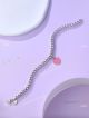 New! T I F F I NY & C o Pink Heart Tag Bead Bracelet S925 Silver (6)_th.jpg